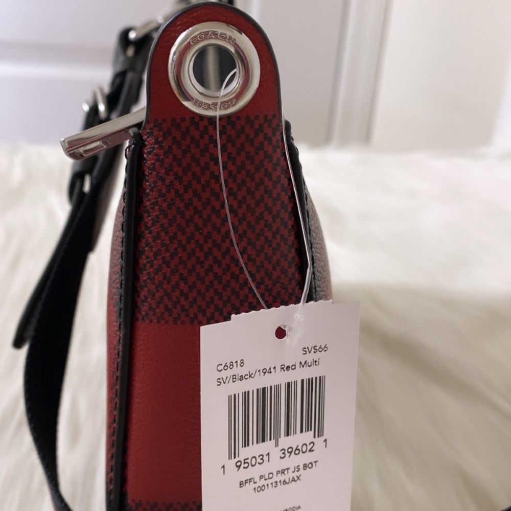 NWT Coach Jes Baguette With Buffalo Plaid Purse - Picture 13 of 13